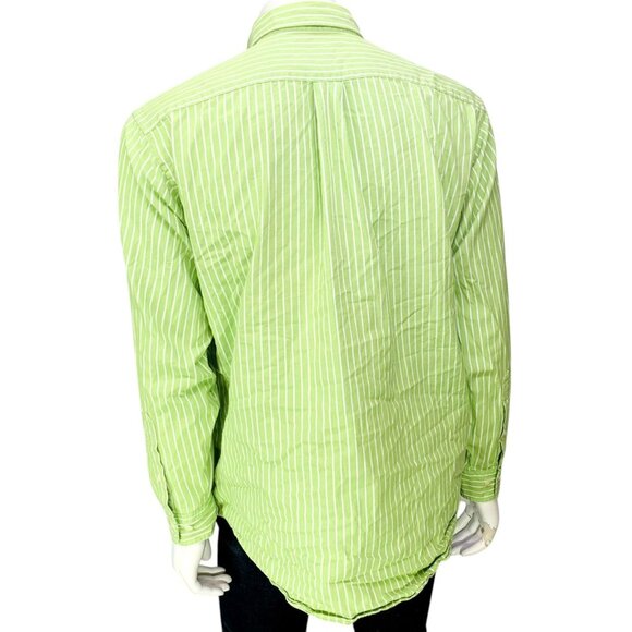 Brooks Brothers 346 Mens Shirt Long Sleeve Button Down Green Stripe Size L - Picture 8 of 13